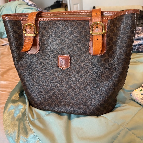 Celine Handbags - Authentic Vintage CELINE Macadam Bucket Tote Bag - Very Good Condition